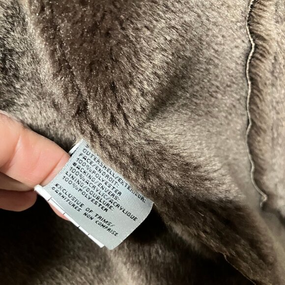 Tower by London Fog Hooded Coat Faux Suede with Faux Fur Shearling Lining Tan - Picture 10 of 11